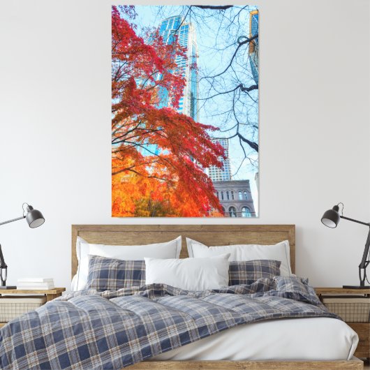 Stad in de herfst canvas afdruk (Insitu (Slaapkamer))