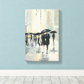 Stad in de Regen Canvas Afdruk (Insitu (Houten vloer))