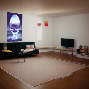 Stad in een glazen bubbel   AI Art Poster