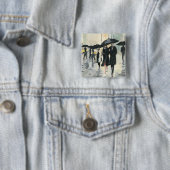 Stad in Regen Vierkante Button 5,1 Cm (In situ)