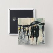 Stad in Regen Vierkante Button 5,1 Cm (Voorkant /achterkant)