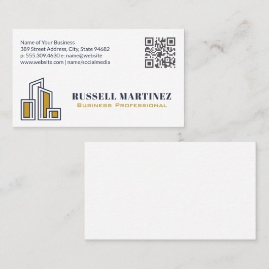 Stad Logo | Vastgoed | QR Code Visitekaartje (Voorkant / Achterkant)