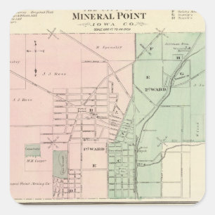 Stad Mineraal Punt en dorp Dodgeville Vierkante Sticker