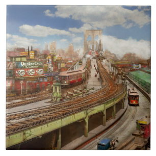 Stad - New York - De Brooklyn-brug uit 1903 Tegeltje
