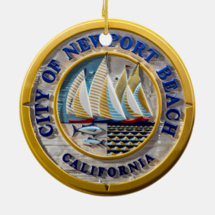 Stad Newport Beach 2 sided Ceramic Ornament