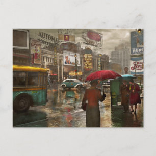 Stad - NY - Times Square op een regenachtige dag 1 Briefkaart