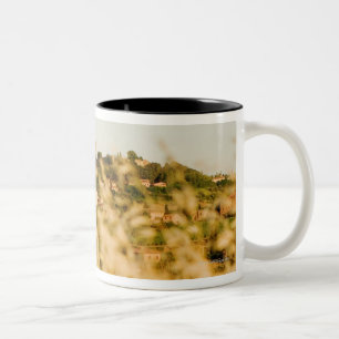 Stad op een heuvel, San Gimignano, provincie Siena Tweekleurige Koffiemok