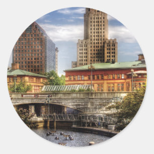Stad - Providence RI - De Silhouet Ronde Sticker