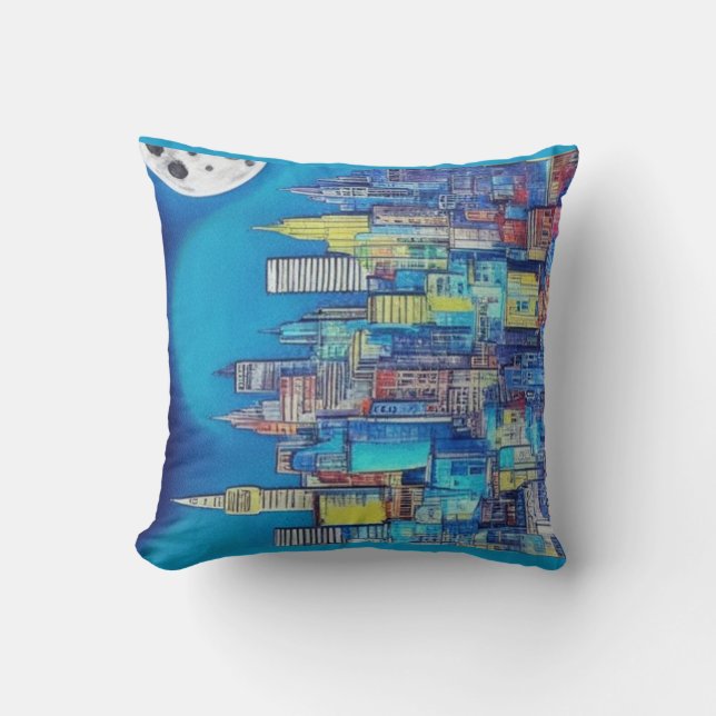 Stad 's nachts alleen voor jou. kussen (Voorkant)