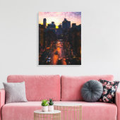 Stad 's nachts canvas afdruk (Insitu (Woonkamer))