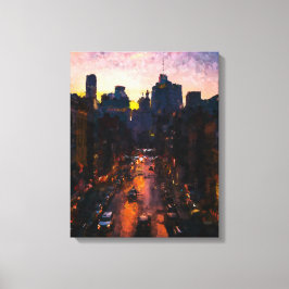Stad 's nachts canvas afdruk