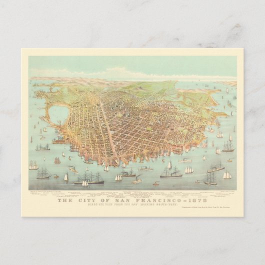  stad San Francisco Restored Map, 1878 Briefkaart (Voorkant)