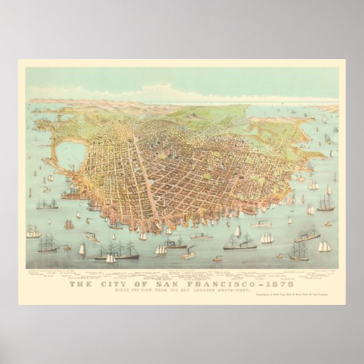 stad San Francisco Restored Map, 1878 Poster (Voorkant)