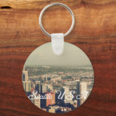 Stad Seattle. Uitzicht van de stadtoren. Landschap Sleutelhanger (Voorkant)
