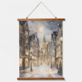 Stad sneeuwde in de winter Kerstmis Hangend Wandkleed (Voorkant)