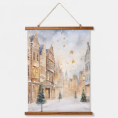 Stad sneeuwde in de winter Kerstmis Hangend Wandkleed (Voorkant 2)