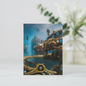 Stad Steampunk onder het Zee Briefkaart (Staand voorkant)