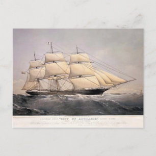 Stad van Adelaide Clipper schip 1800s Briefkaart