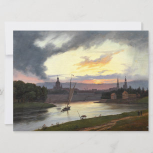 Stad van Dresden bij zonsondergang (Duits Landscha Kaart