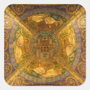 Stad van God Neo Byzantine mozaïekkathedraal plaf Vierkante Sticker