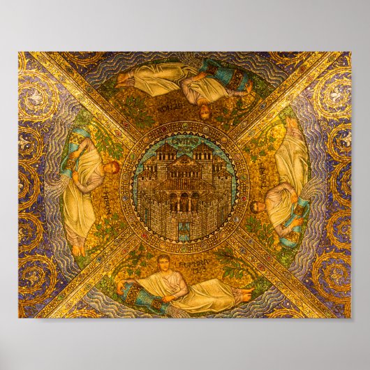 Stad van God Neo Byzantine mozaïekkathedraal plafo Poster (Voorkant)