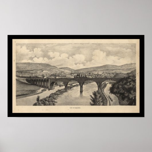Stad van Lezing PA Pennsylvania Bridge Poster (Voorkant)
