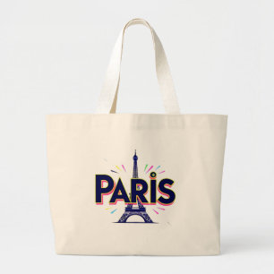 Stad van Licht: Krachtige Parijse Typografie Kunst Grote Tote Bag