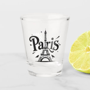Stad van Licht: Krachtige Parijse Typografie Kunst Shot Glas