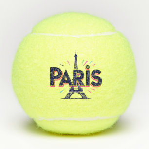 Stad van Licht: Krachtige Parijse Typografie Kunst Tennisballen