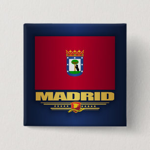 Stad van Madrid Vierkante Button 5,1 Cm