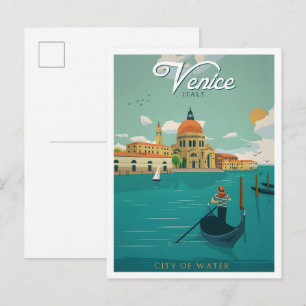 Stad van Water Venetië Italië Vintage Reizen  Briefkaart