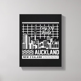 Stad van Zeilen Auckland Nieuw-Zeeland Skyline Canvas Afdruk