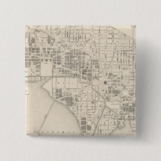 Stad Washington 2 Vierkante Button 5,1 Cm (Voorkant)
