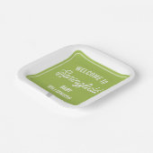 Stad Welkomstbord Groen Baby shower Papieren Bordje (Gebogen)