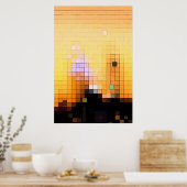 Stad zonsondergang poster (Keuken)