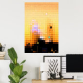 Stad zonsondergang poster (Thuiskantoor)