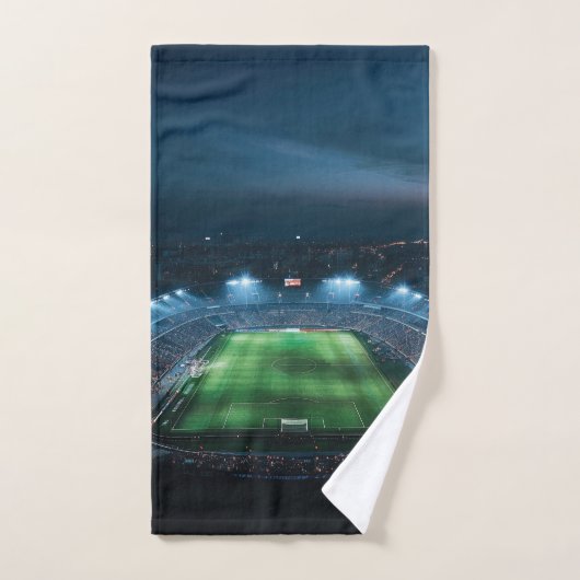 Stade de football vide la nuit (Serviette à main)