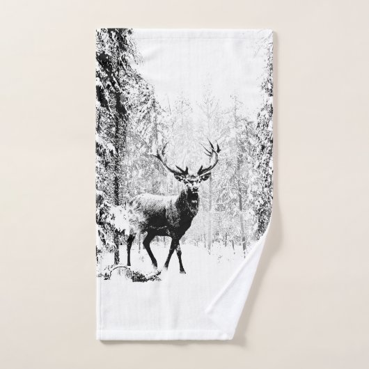 Stade Deer Winter Forest Faune Animal Nature art (Serviette à main)