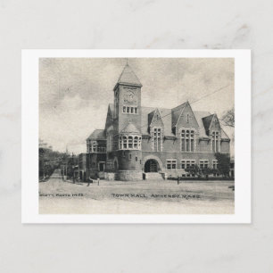 Stadhuis, Amherst, Vintage van Massachusetts Briefkaart