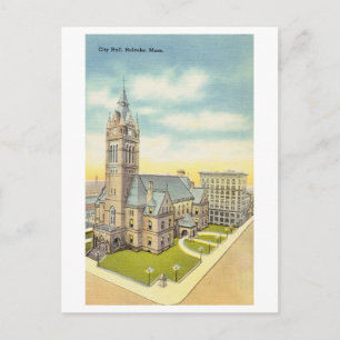 Stadhuis in Holyoke, Massachusetts, Vintage Travel Briefkaart