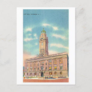 Stadhuis in Paterson, New Jersey, Vintage Travel Briefkaart