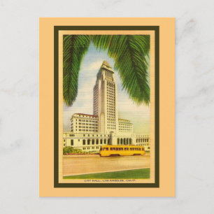  stadhuis Los Angeles, streetcar Briefkaart