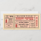  stadion Ticket Baseball Birthday Kaart (Voorkant)