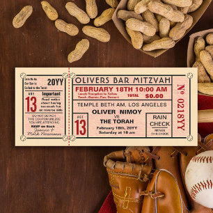  Stadium Ticket Baseball Bar Mitzvah Red Kaart