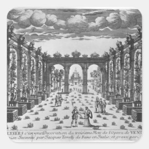 Stadium van Giacomo Torelli voor "Venere Gelosa" Vierkante Sticker