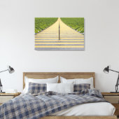 Stadiumtrap tussen rijen groene stoelen canvas afdruk (Insitu (Slaapkamer))