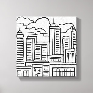 Stads Silhouet Canvas Afdruk