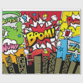 Stadsachtergrondmateriaal met komische kunststijls cadeaupapier (Vlak)