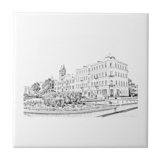 Stadsarchitectuurschets Tegeltje (Voorkant)