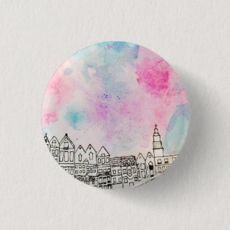 Stadsbadge voor de waterkleur ronde button 3,2 cm